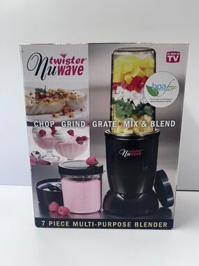NIB NuWave Twister 7 Piece Multi Purpose Blender Set Black Chop Grind Mix Blend